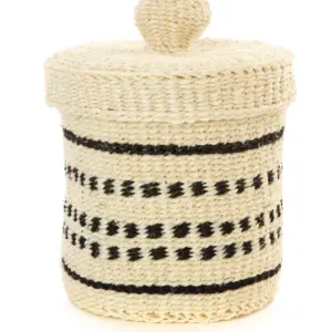 Black & White Sisal Mini Container Basket